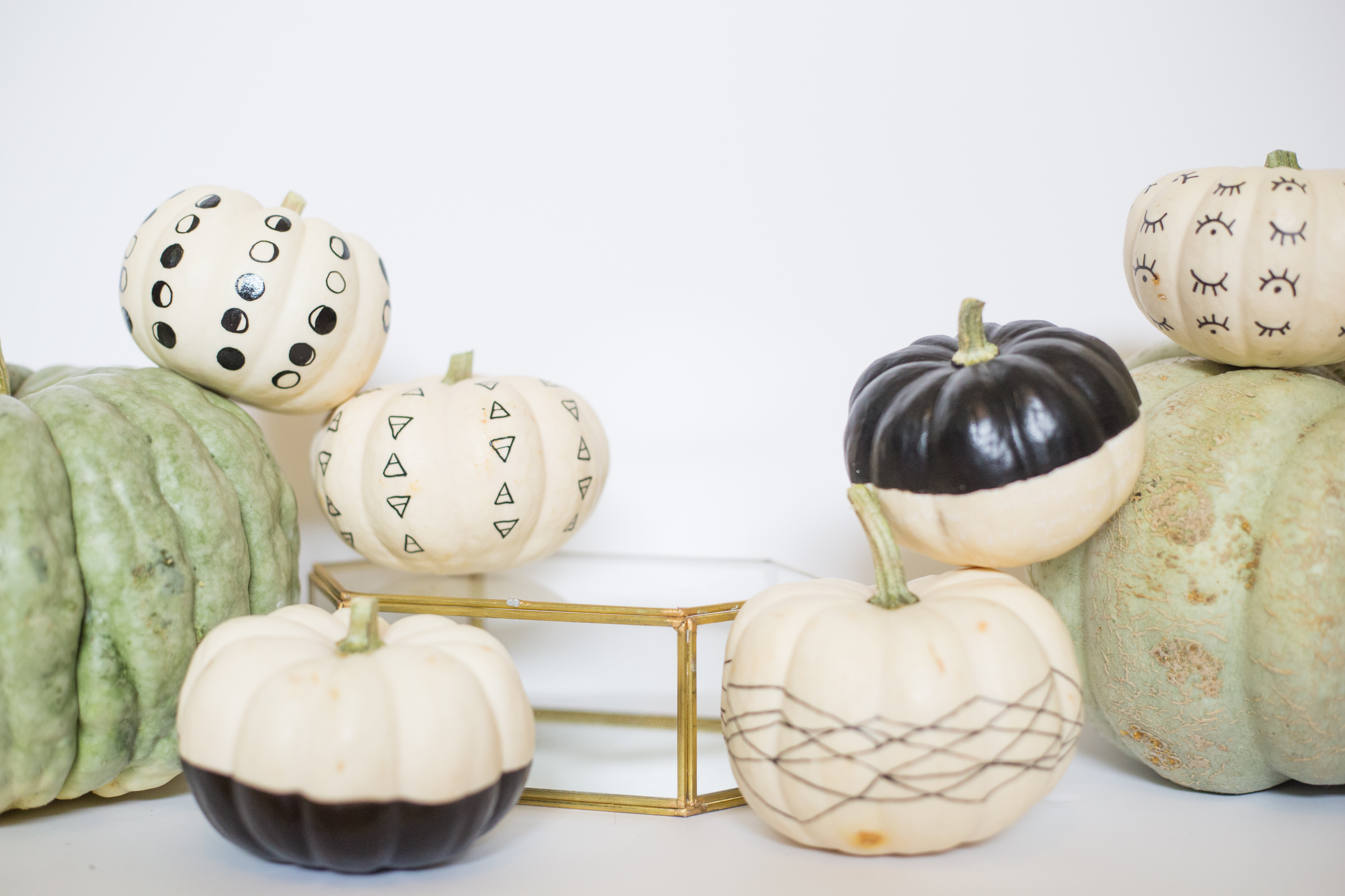 Image of decorated pumpkins.