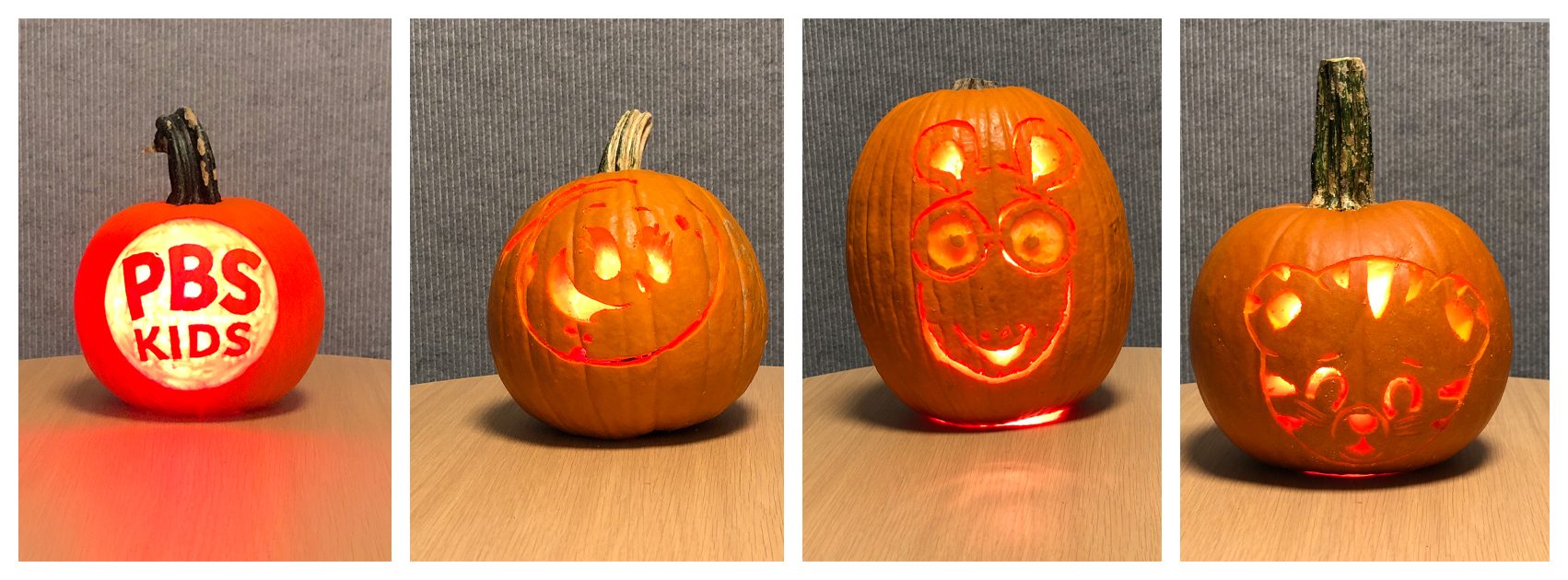 Examples of PBS KIDS pumpkins.